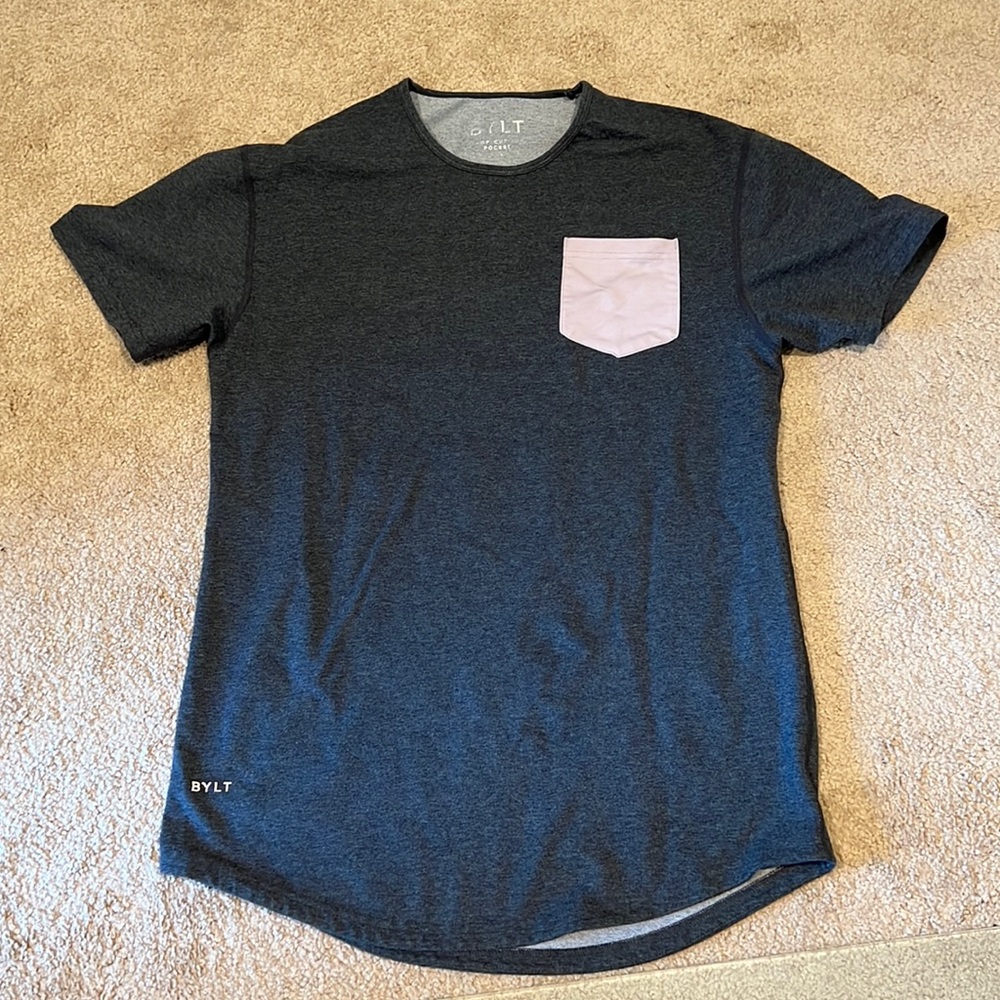 Grey and Pink Bylt drop cut shirt Sz Medium